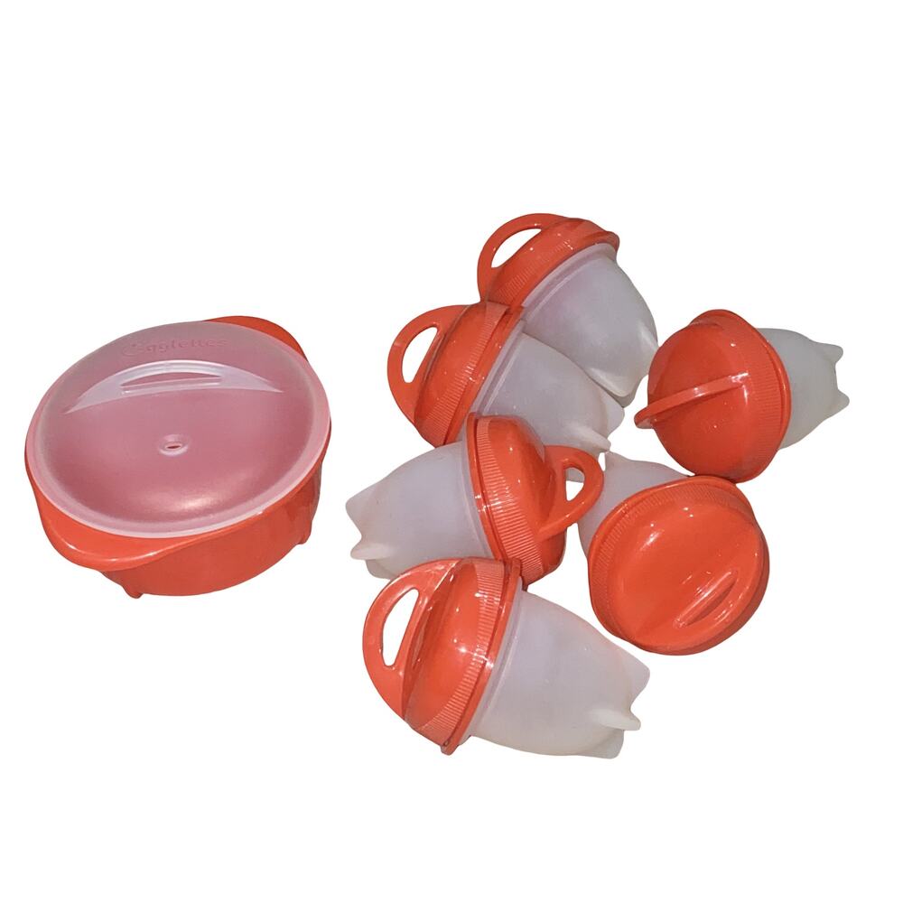 Egglettes Egg Cooker Set Hard Boiled Eggs Without Shell Pink Orange